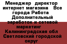 Менеджер (директор) интернет-магазина - Все города Работа » Дополнительный заработок и сетевой маркетинг   . Калининградская обл.,Светловский городской округ 